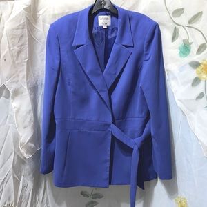 LE SUIT: COLLECTIONS POLYESTER BLUE WRAP SIDE TIE SUIT  BLAZER SZ 16